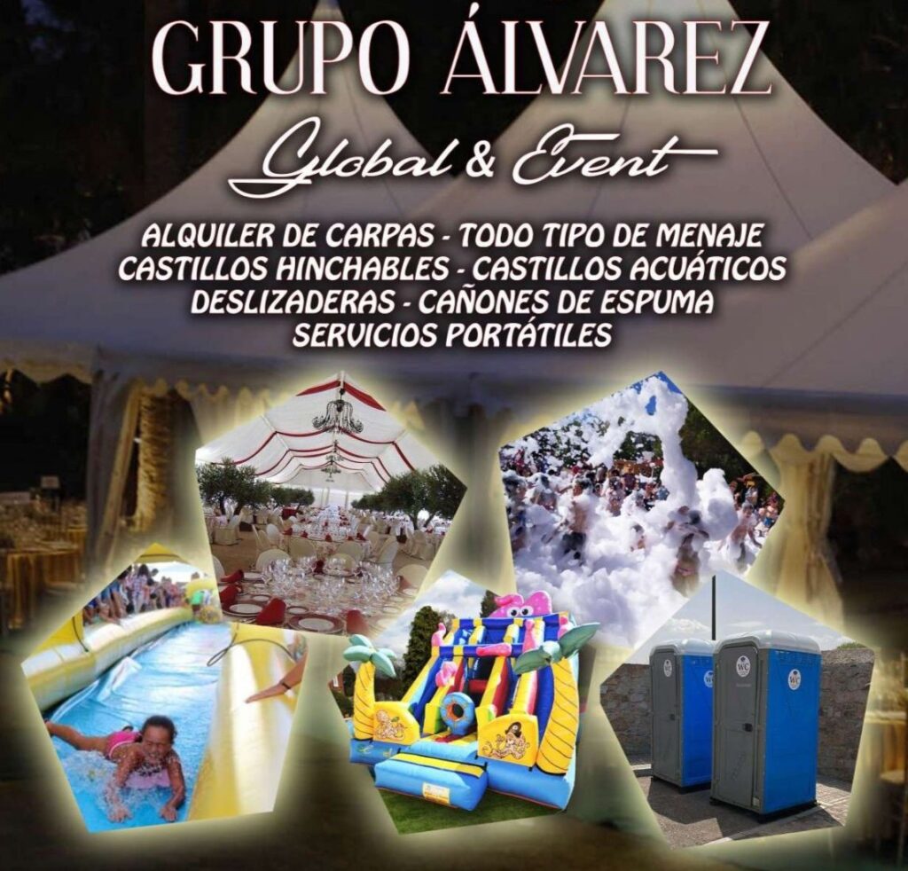 Grupo Álvarez global event ALQUILER DE CARPAS - CASTILLOS HINCHABLES - CASTILLOS ACUATICOS - DESLIZADERAS - CAÑONES DE ESPUMA
